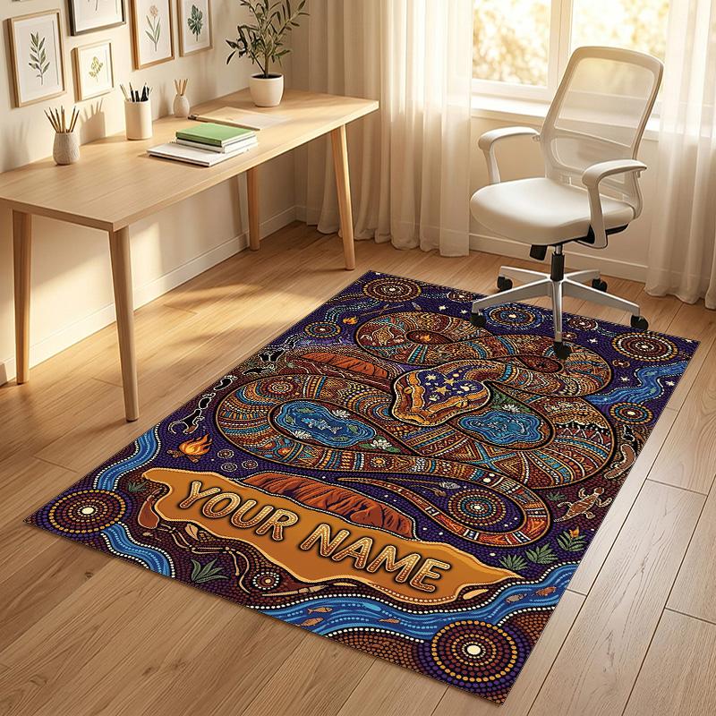 Native Art Theme Soft Crystal Velvet Rug Custom Name & Text Print Non Slip Floor Rug for Bedroom Living Room