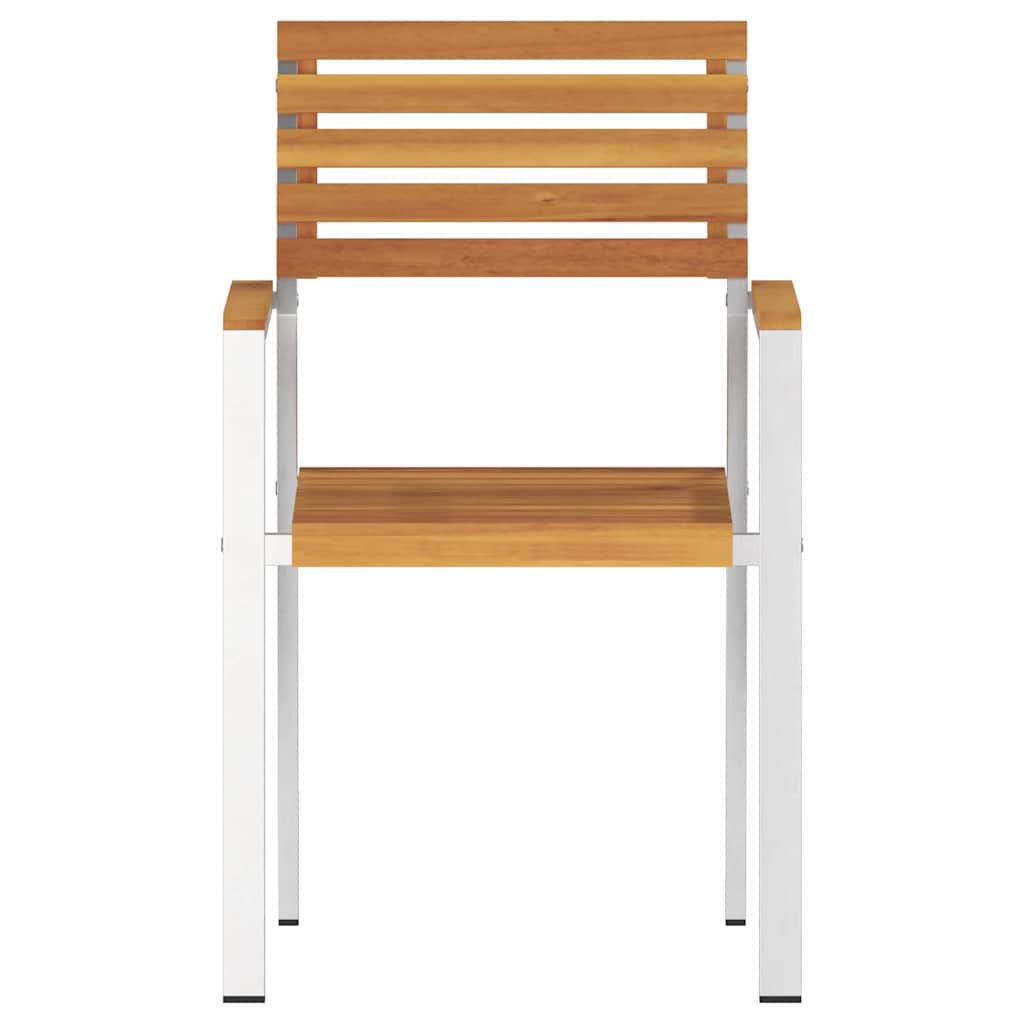 Garden Chair 6 pcs Solid Acacia Wood and Stainless Steel