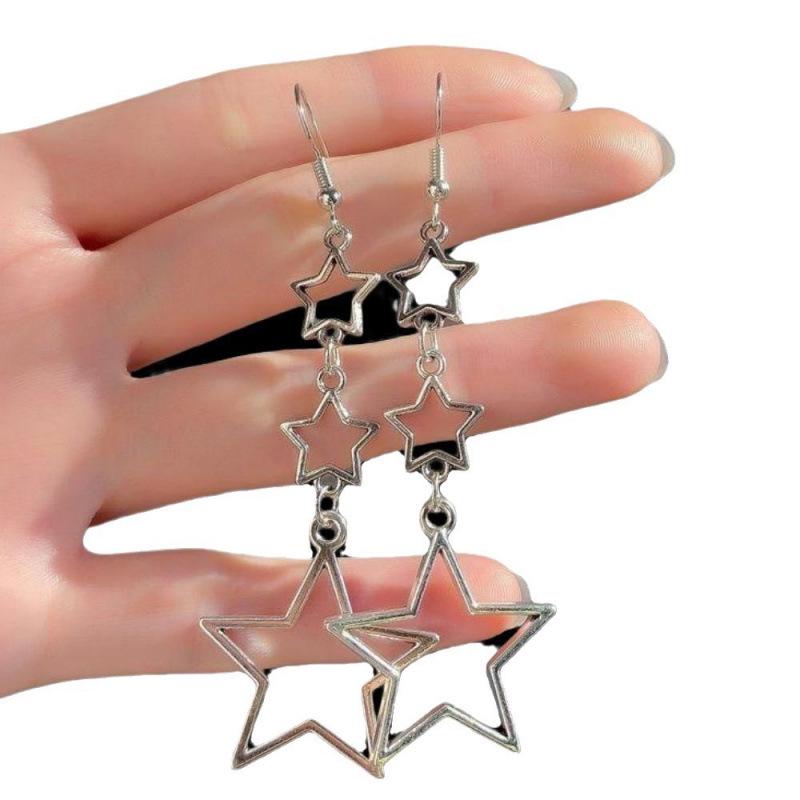 Handmade Silver Star Pendant Earrings
