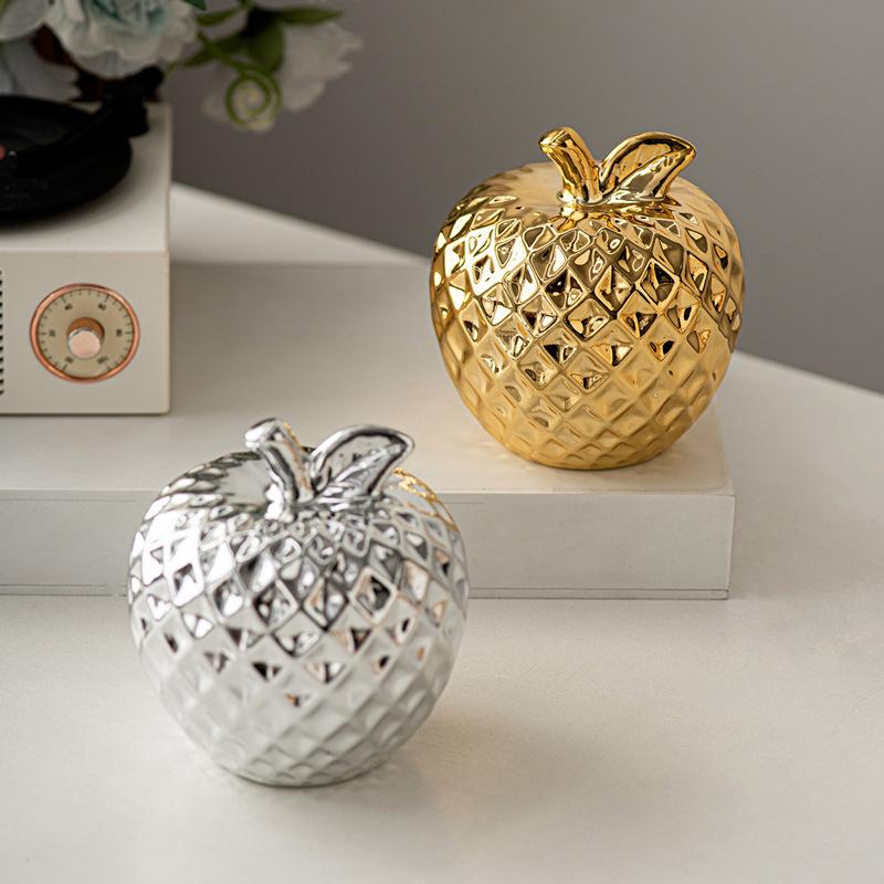 Apple Ceramic Statue Collection Minimalist Simple Desktop Ornament for Centerpiece Fireplace Desk Cabinet Christmas Gift