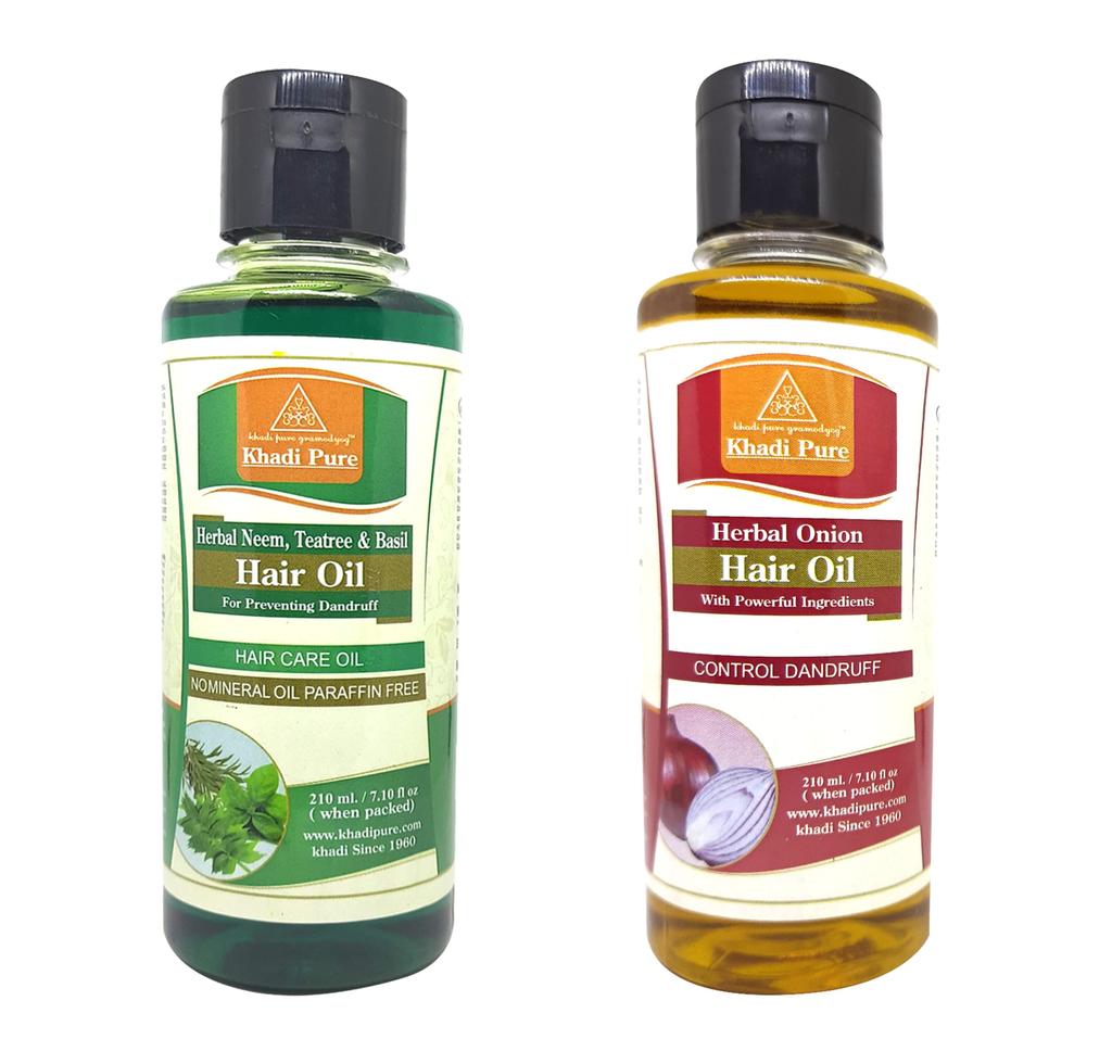 Khadi Reines Neem, Teebaum & Basilikum SLS- & Zwiebel-Haaröl, 210 ml (2er-Pack)