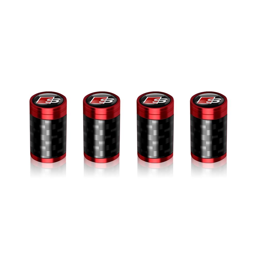 4Pcs Car Styling Wheel Tyre Valve Caps Carbon Fiber Air Stem Cover For 7ysvc SLINE RS TT Quattro A7 A8 Q3 A5 A6 B5 B6 B7 C5 C6 C7 ysvc7