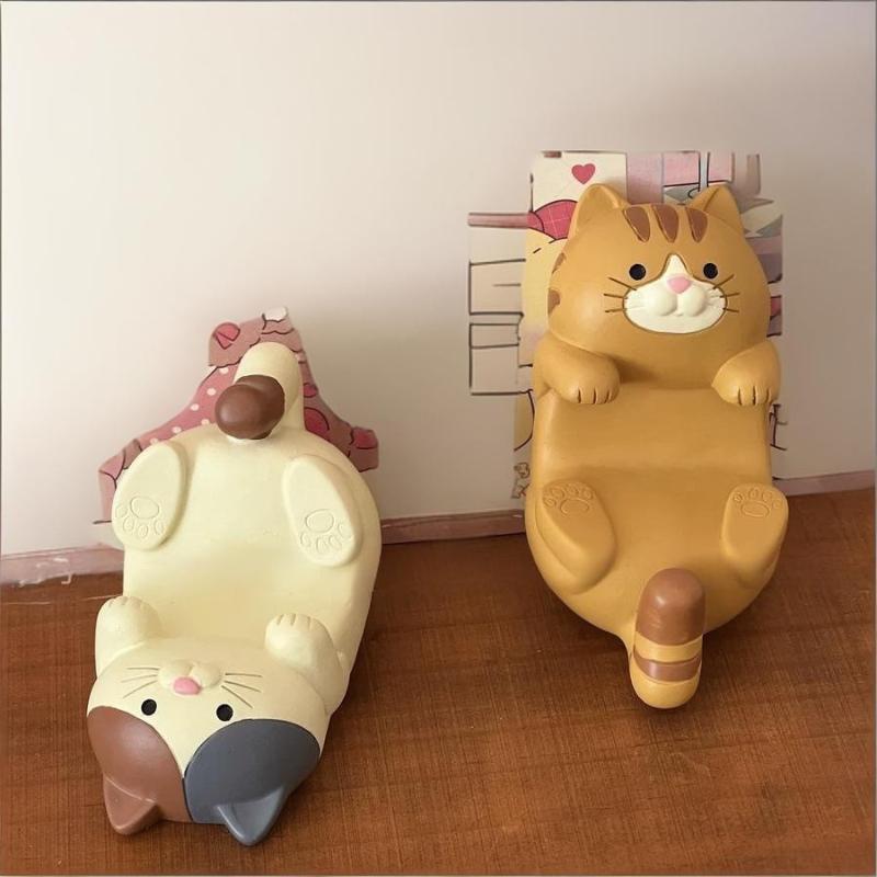 Cat Phone Holder Cute Cartoon Resin Animal Cell Phone Stand Compatible With All Smartphones For Office Home Gifts For Cat Lovers