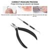 2pcs Ingrown Nail Clipper Cuticle Pusher Set Silicone Handle Nipper Clipper Kit