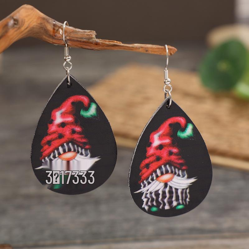 Santa Claus Leather Dangle Earrings - European & American Christmas Jewelry