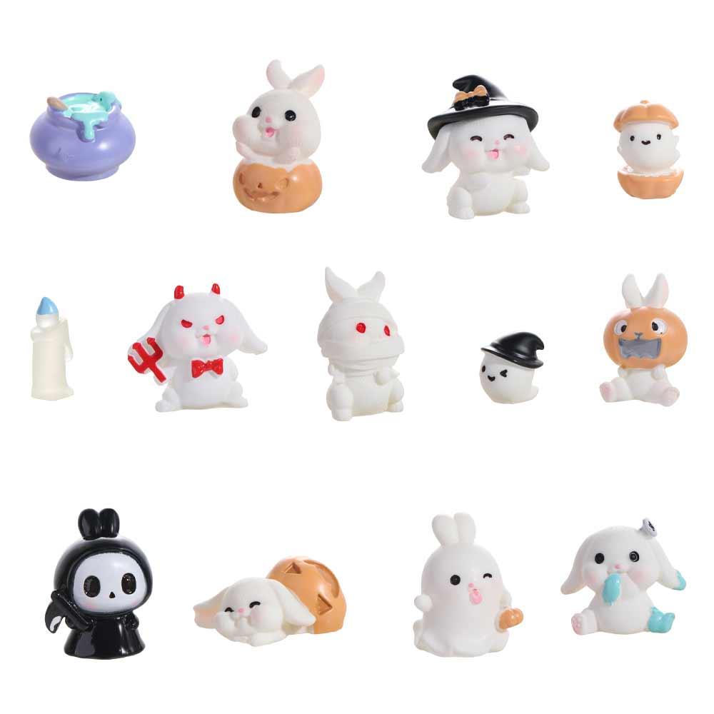 

Ghost Halloween Micro Figurine Ornaments Pumpkin Cartoon Rabbit Ghost Micro Ornaments Desk Decor 06