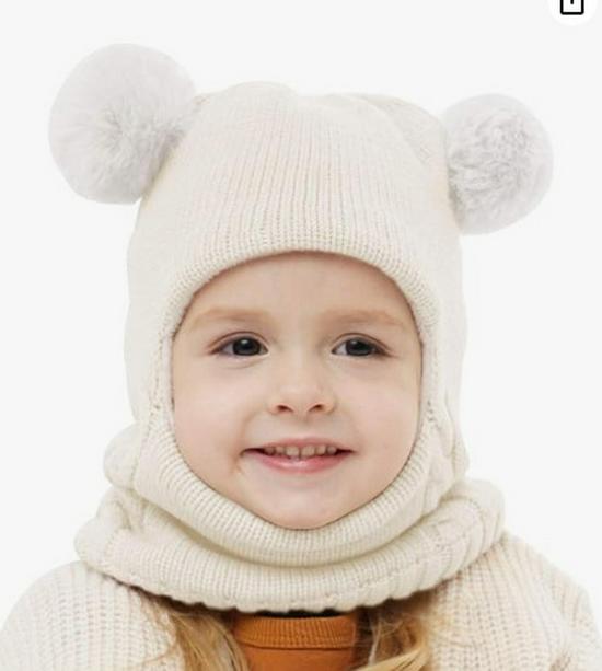 Children’s Fleece-Lined Knit Hat and Scarf with Ear Protection for Winter