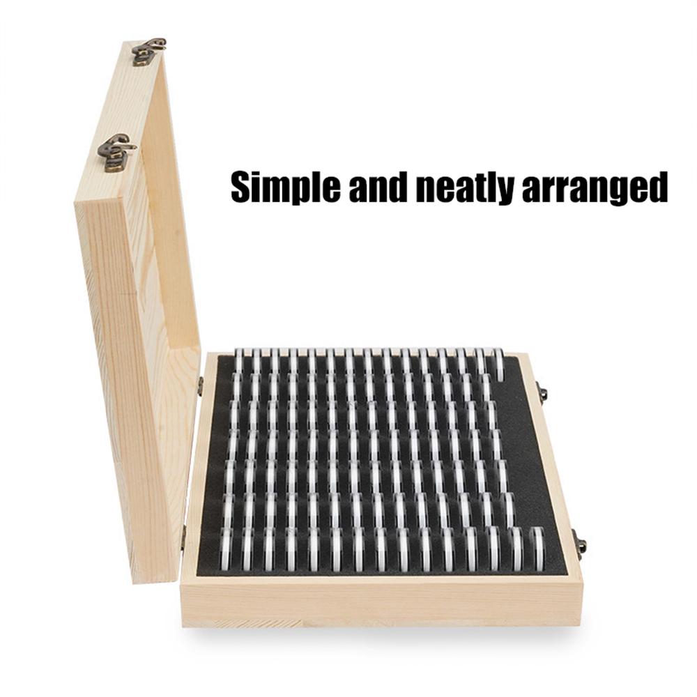 100 Stück Münzaufbewahrungsbox Verstellbar Antioxidativ Holz Gedenkmünzsammlerkoffer mit Anpassungspolster