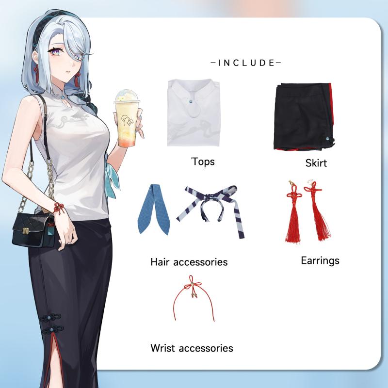 

Коллаборационный костюм для косплея Heytea Impact Genshin Гань Юй Шэнь Хэ с аксессуарами Shenhe,XXXL