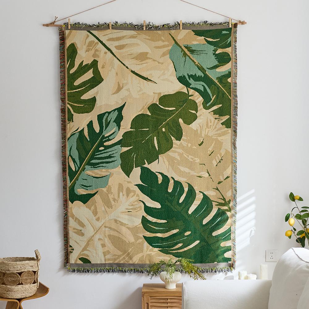 Retro Star and Moon Cloud Scene Hanging Cloth Art Style Fabric Hanging Painting Homestay Wall Decoration Background Cloth Cotton Yarn Fringed Tapestry