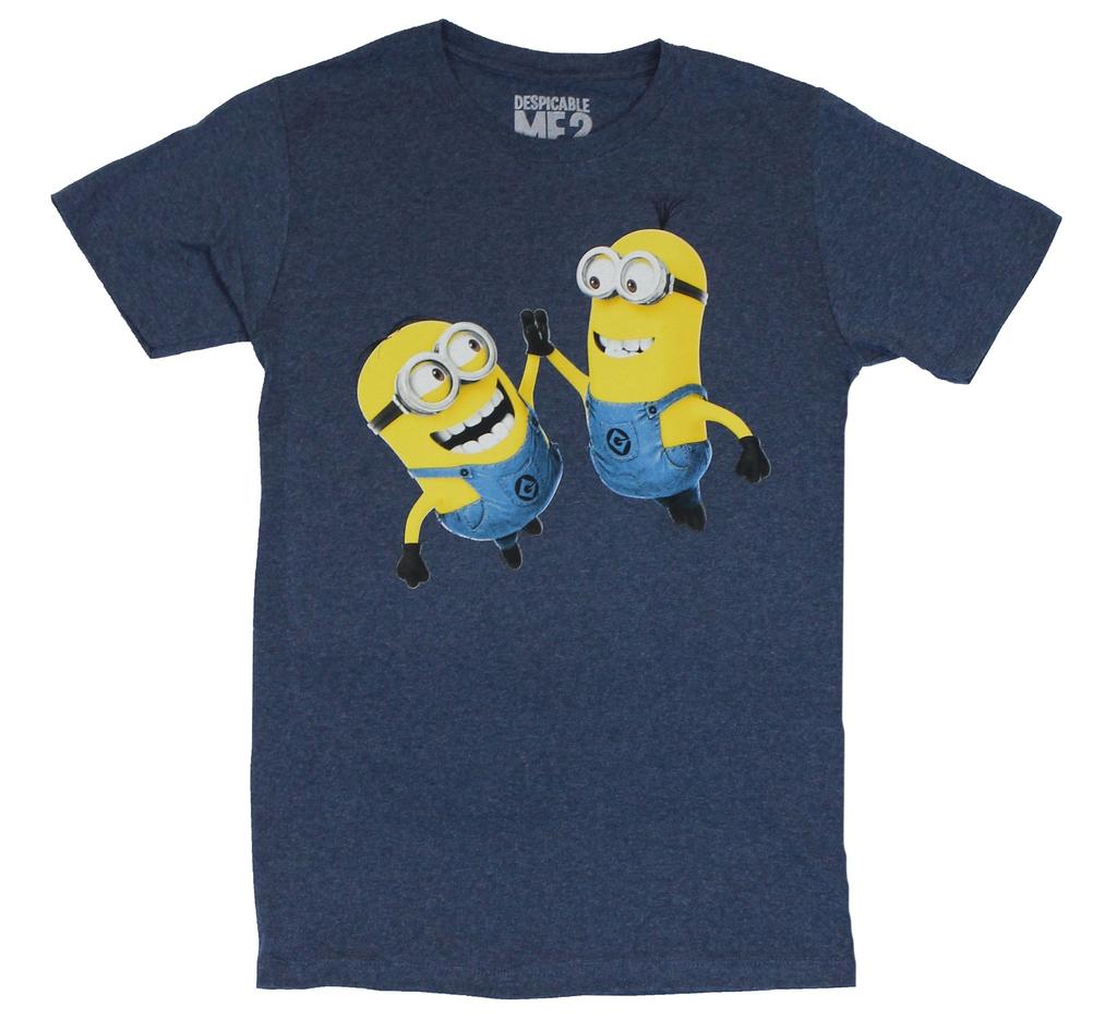 Despicable Me Adult New T-shirt High Fiving Minons Pic
