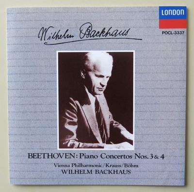 CD WILHELM BACKHAUS - Beethoven: P Concerto Nos. 3 & 4 POCL3337 Japan Classical Used