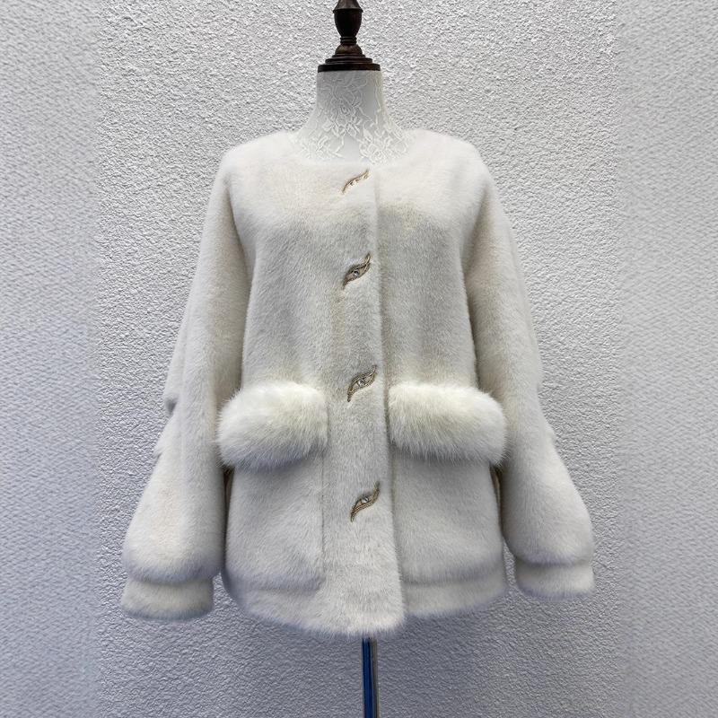 

Женское пальто из искусственного меха средней длины с утолщением, темпераментное, модель знаменитости, имитация лисьего меха, новая шуба M 120-75 kg