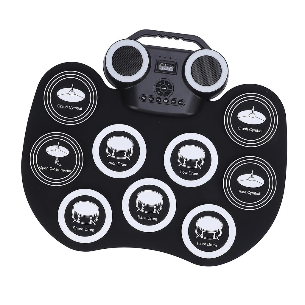 9 Pad Electric Drum Set with Pedals Stick Multifunctional Portable Roll Up Electronic Drum Pad for B