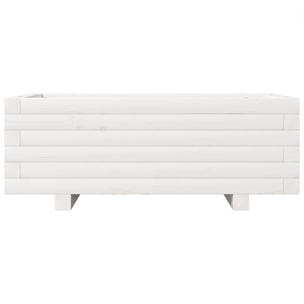 Plant Pot White 70x40x26.5 Cm Solid Pine Wood