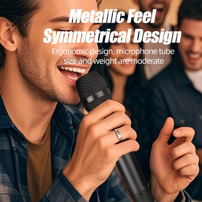 Rechargeable Wireless Metal Microphone for Stage, Home, KTV, Outdoor Speaker, Conference, and Performance.