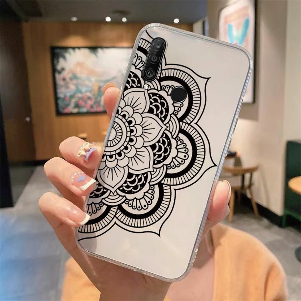 Flower Romantic Lace Pattern Phone Case For Huawei P30 P20 Lite Mate 20 Y6 Y7 P Smart 2019 Honor 20 50 Clear Transparent Cover