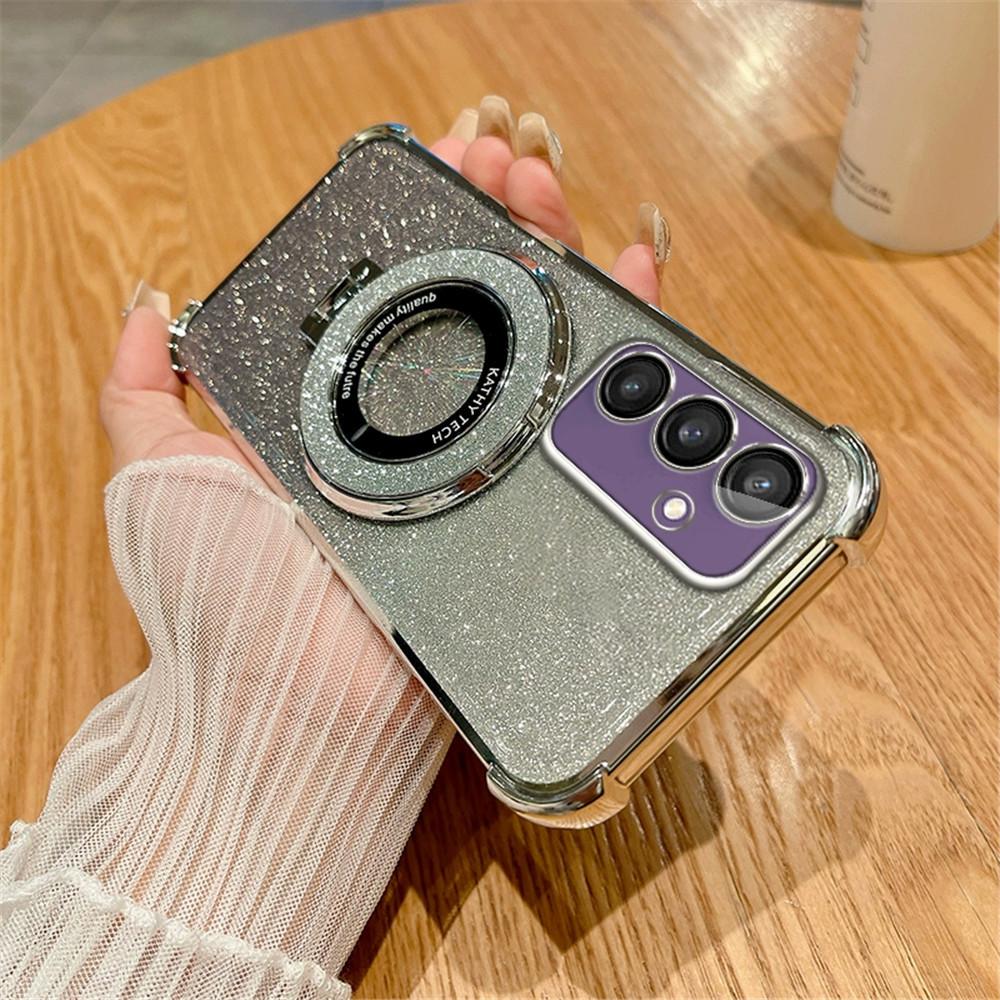 

Glitter Stand Phone Case For Samsung Galaxy A06 A16 A05S A15 A25 A35 A55 A04E A14 A24 A34 A54 Plating Shockproof Bracket Cover For Samsung A54