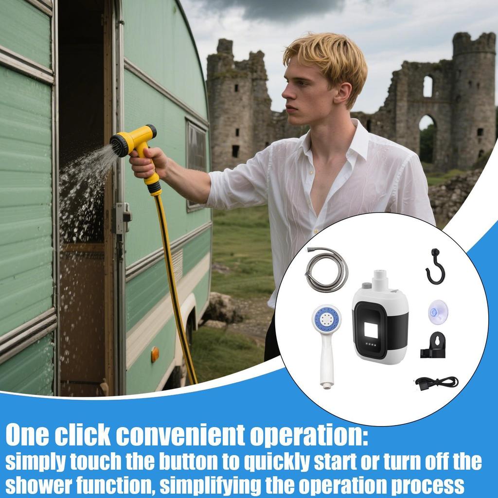 Portable Camping Shower Outdoor USB Rechargeable Electric Shower Pump for Camping Car Washing Gardening Pet Cleaning