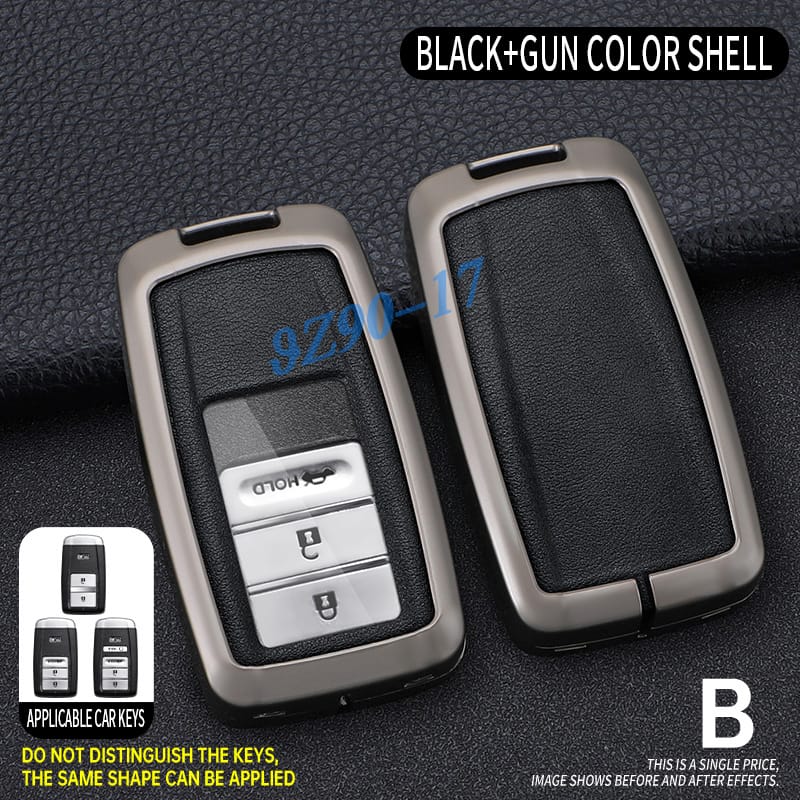 Metal Leather Car Key Fob Case Cover Keychain For 2014- Acura Mdx Tlx Acura Rdx Ilx Nsx Rlx