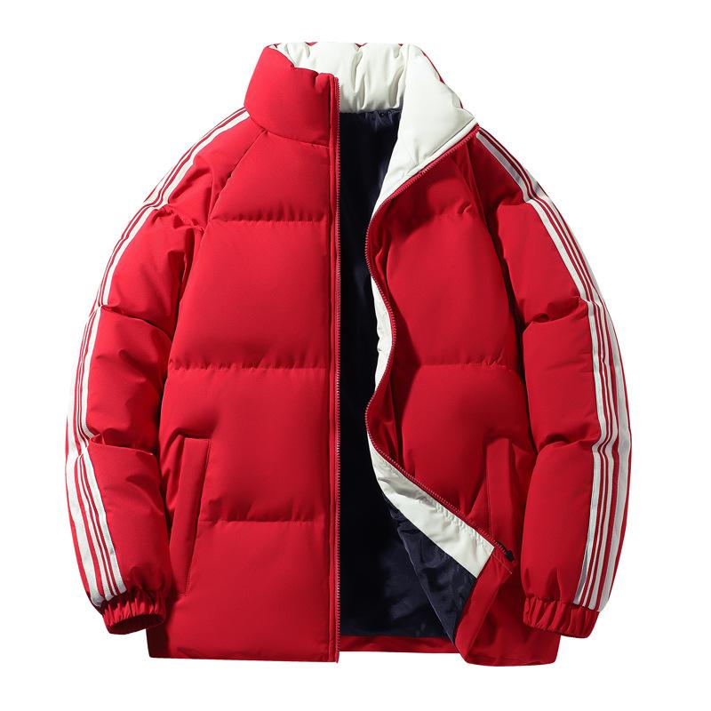 Cotton-padded Jacket Men's and Women's Winter Striped Collar Cotton-padded Coat Padded Warm Bread Cotton-padded Jacket Men's.