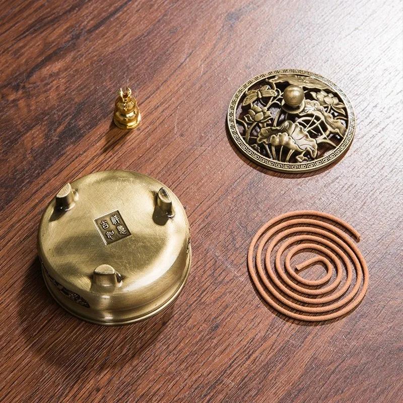 1pc Alloy Antique Three-legged Aromatherapy Stove DIY Household Indoor Pan Incense Wire Incense Burner Tea Ceremony Decoration