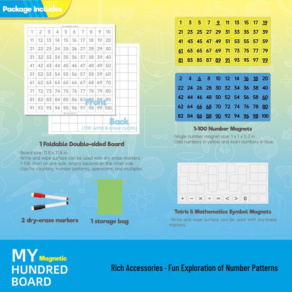 Magnetic Montessori Math Toys: Folding Hundred Board for Primary School CE CPC Certified