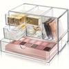 Six Grid Transparent Drawer Style Storage Box for Cosmetics, Suitable for Bedrooms and Bathrooms