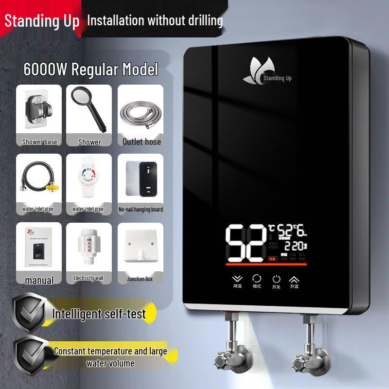 Vertical Electric Tankless Water Heater for Home, Shower, Small Bathroom, or Rural Rental Properties.