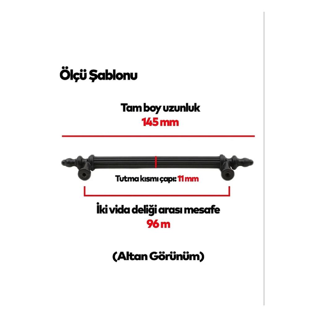 Kumru 96 Mm Matte Black Drawer Cabinet Furniture Handle Hard Plastic Polymer