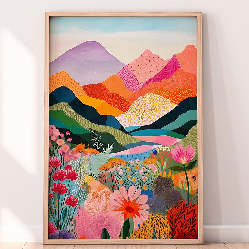 Abstract Mountain Artwork Colorful Wall Art Canvas Paintings Living Room Print Scenery Floral Art Poster and Prints Home Decor