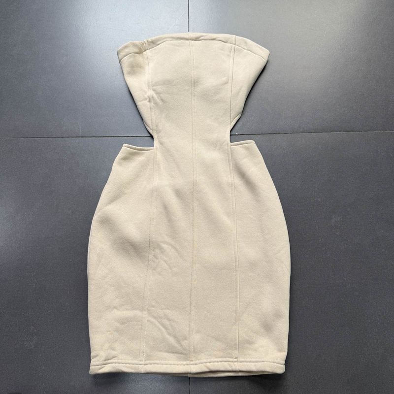 

Export Sexy Tube Top Dress Sexy Waist Hollow-out Strap Fleece-lined Silm Dress Apricot Sexy Skirt M