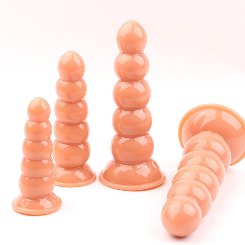 Semaxy Anal Penis Anal Ball 5 Link Set with Penis Fixation Anal Silicone Anal Expander Extra Thick Suction Cup Anal Plug for Restraint Device for