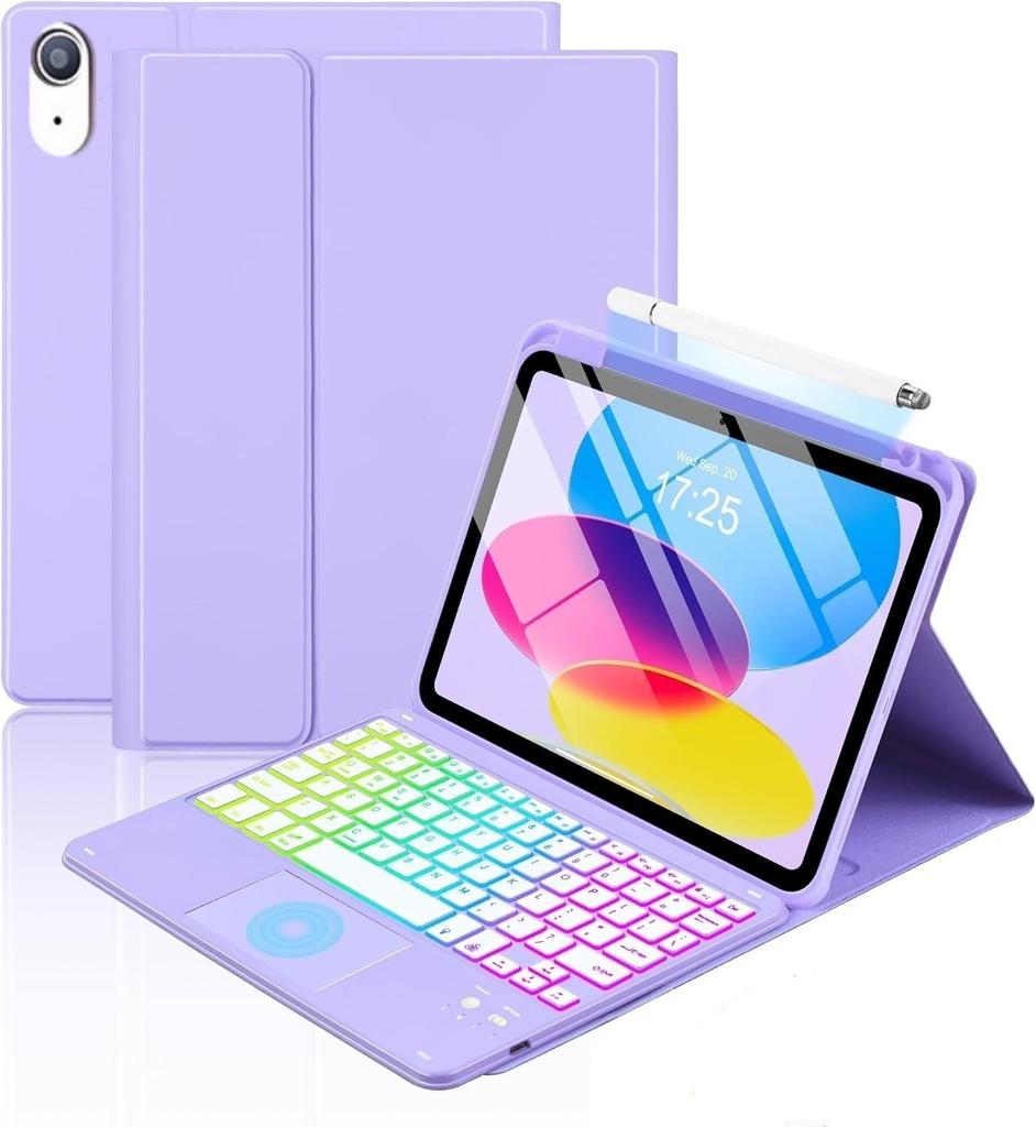 IPad 11. Gen beleuchtete Bluetooth-Tastaturhülle - 10. Tablet-Abdeckung für Apple A16, Spanien
