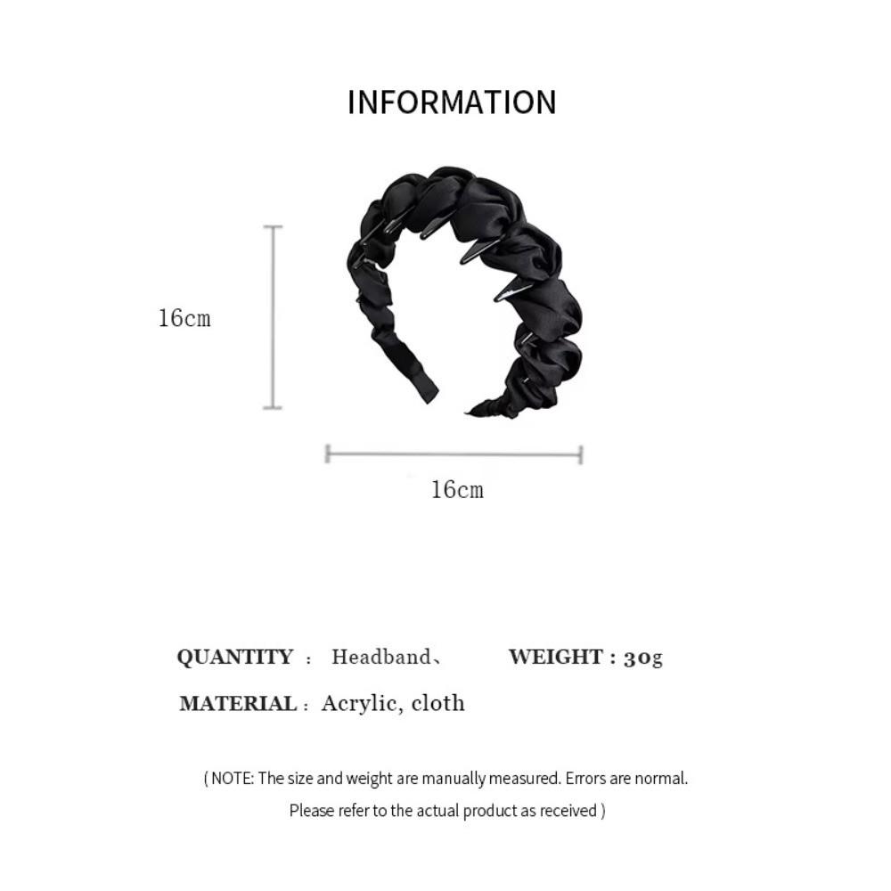 Anti-Slip Teeth Wrapping Ribbon Headband Ruched Texture Satin Headband Makeup Styling