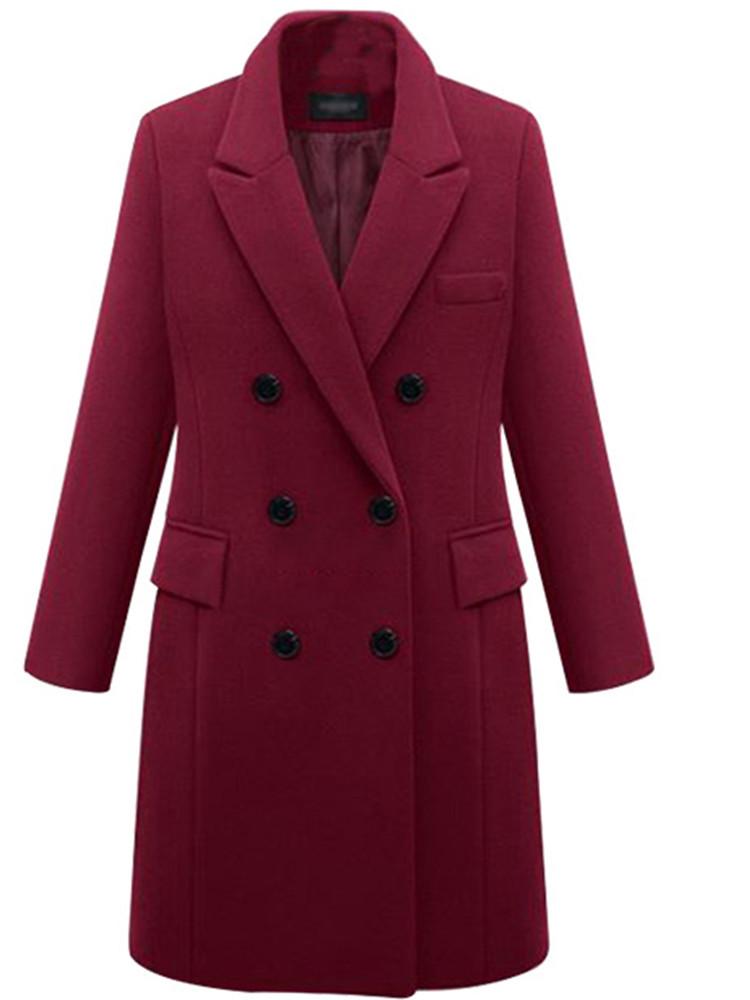 2023 Women's Double-Breasted Woolen Mid-Length Coat - Bestseller