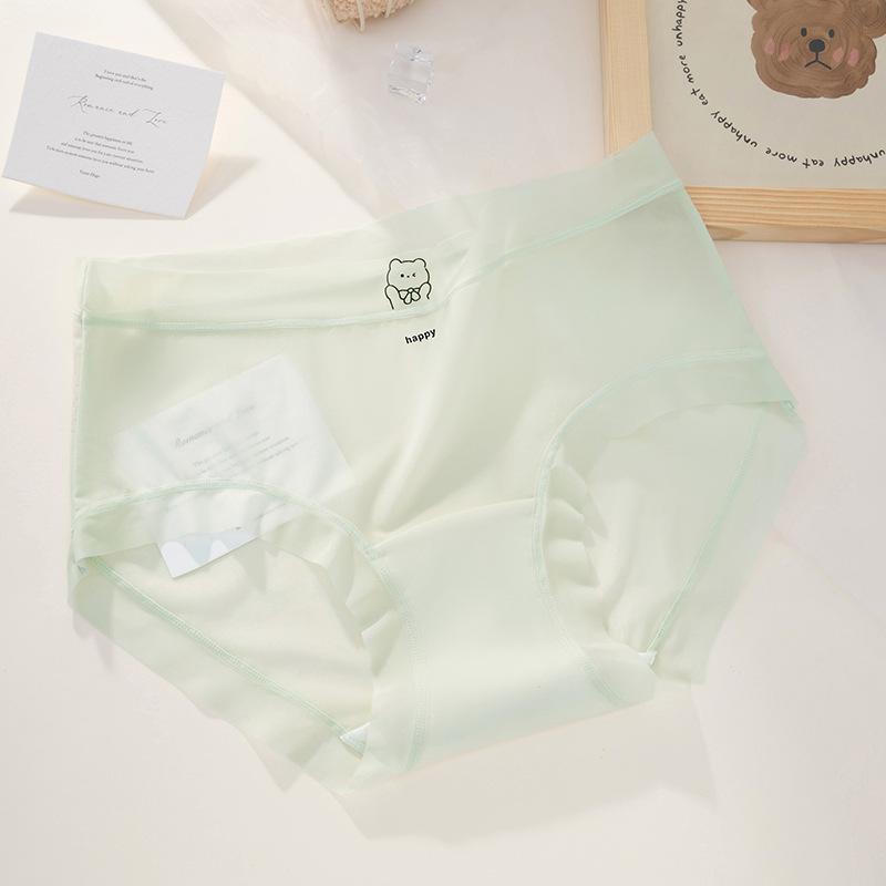Plus Size Women's Summer Thin Cotton Breathable Non Trace Antibacterial Ice Silk Briefs