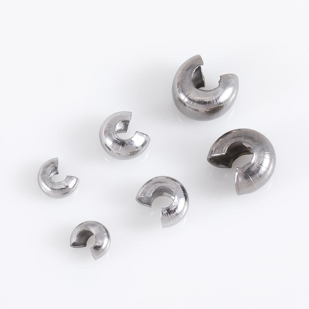 20 Stück Stahlfarbe Edelstahl Crimpperlen-Abdeckungen Offene Halbrunde Crimpperlen-Knotenabdeckung Kleine Perlen für Schmuck Bastelherstellung