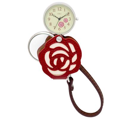 Analog Hanging Watch with Magnifier Rose Motif LW062-2 Red