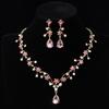 New fashion temperament flower zircon super flash necklace earrings set bridal dress necklace jewelry