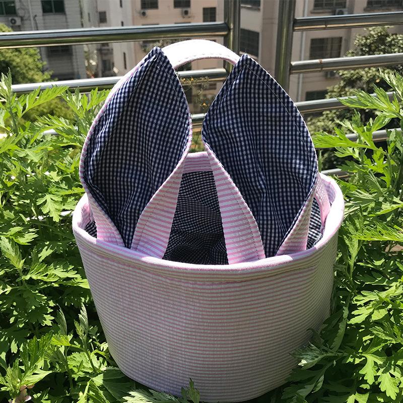 

Easter Bubble Gauze Basket Bag for Kids - Pastel Easter Decorations Bunny Egg Hunt Tote Cotton Candy Storage Pail 18X23CM розовый