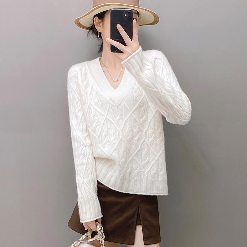 

Женский свитер Qinghe 100% чистый кашемир - Ультрамягкий роскошный зимний пуловер XL теплый белый