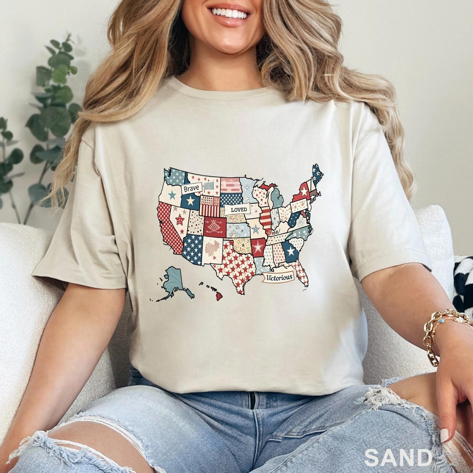 Shirt DraftRetro USA Shirt, USA Map Shirt, Floral America Shirt, 203218 3XL