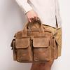 Retro Men'S Genuine Leather Handbag, First-Layer Crazy Horse Cowhide Shoulder Messenger Bag, Large-Capacity Computer Bag.