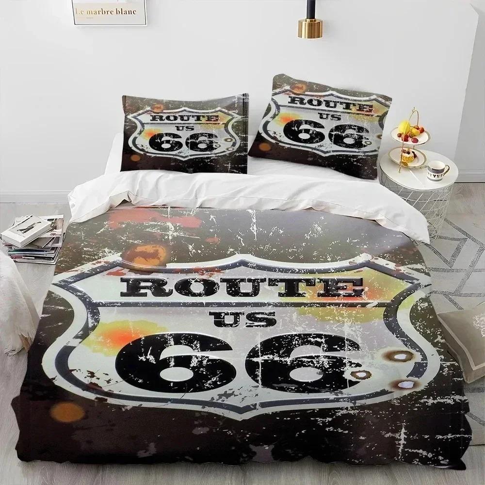 Historic Route 66 Mother Road Bedding Set Bedroom Soft Modern Bedspreads Comefortable Duvet Cover Quilt Cover And Pillowcase
