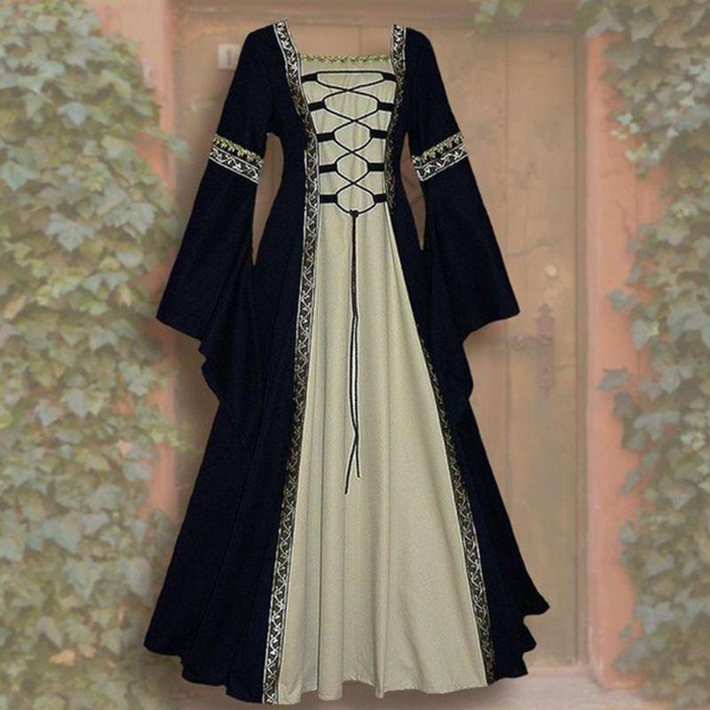 Vintage Gothic Renaissance Dress With Long Sleeves For Women's Cosplay Costume