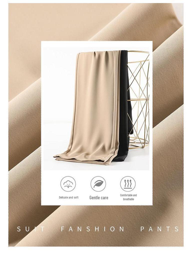 Women's Khaki Wide Leg Ice Silk High Waist Summer Pants