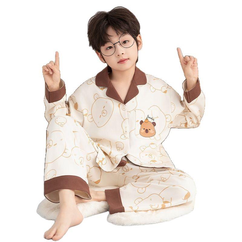 2026 Boys' Spring & Autumn Long Sleeve Pajamas - Lightweight Homewear