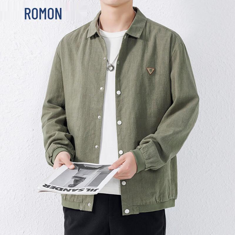 

ROMON Men s Casual Cotton Linen Long Sleeve Shirt Jacket L