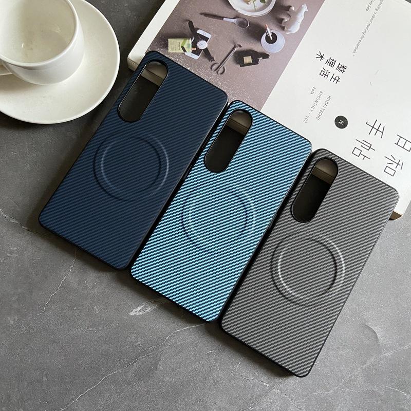 Applicable to Sony Xperia 1VI mobile phone case anti-drop 11VI simple skin feeling 1IV carbon fiber pattern magnetic protective case